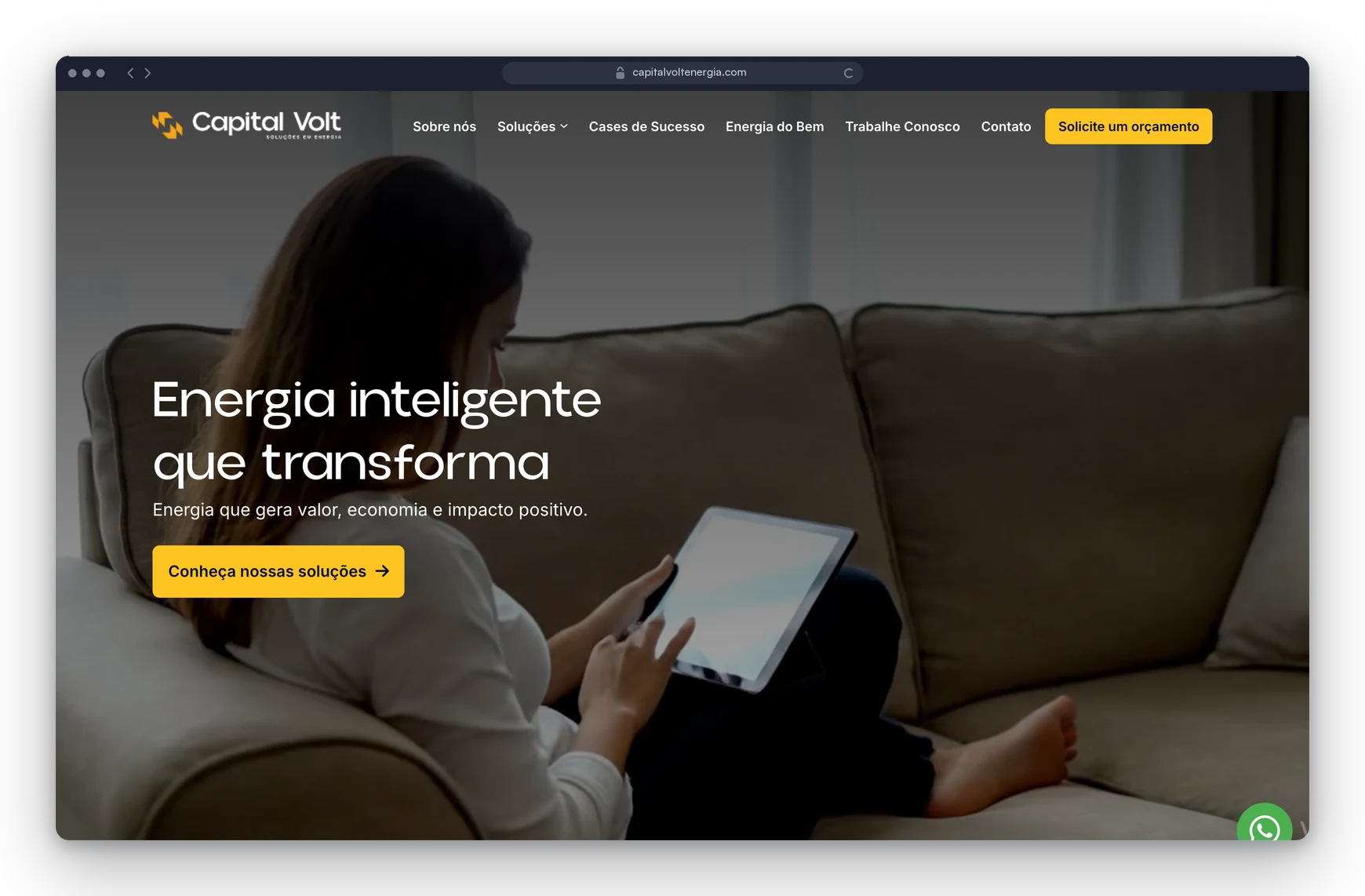 Site da Capital Volt, de energia solar, criado pela Lavuh