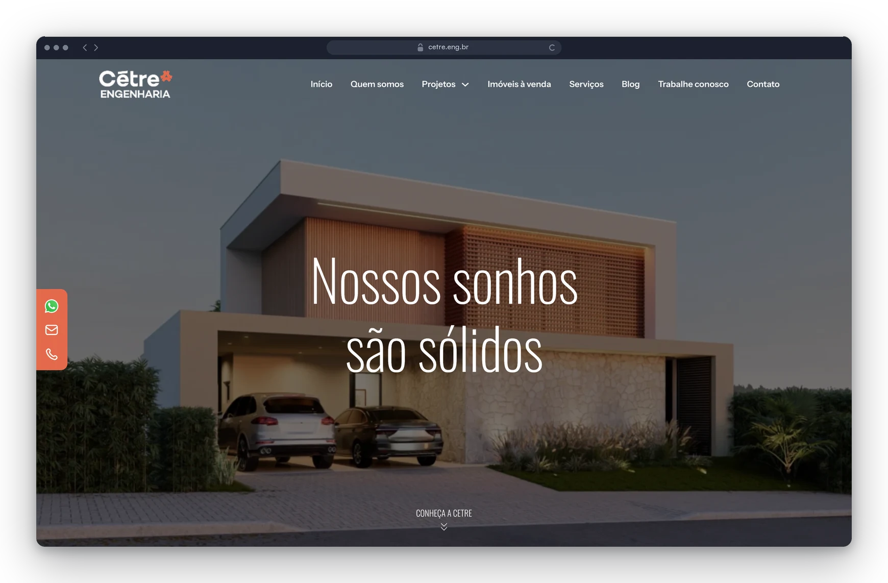 Site da Cetre Engenharia, construtora de Maringá, criado pela Lavuh