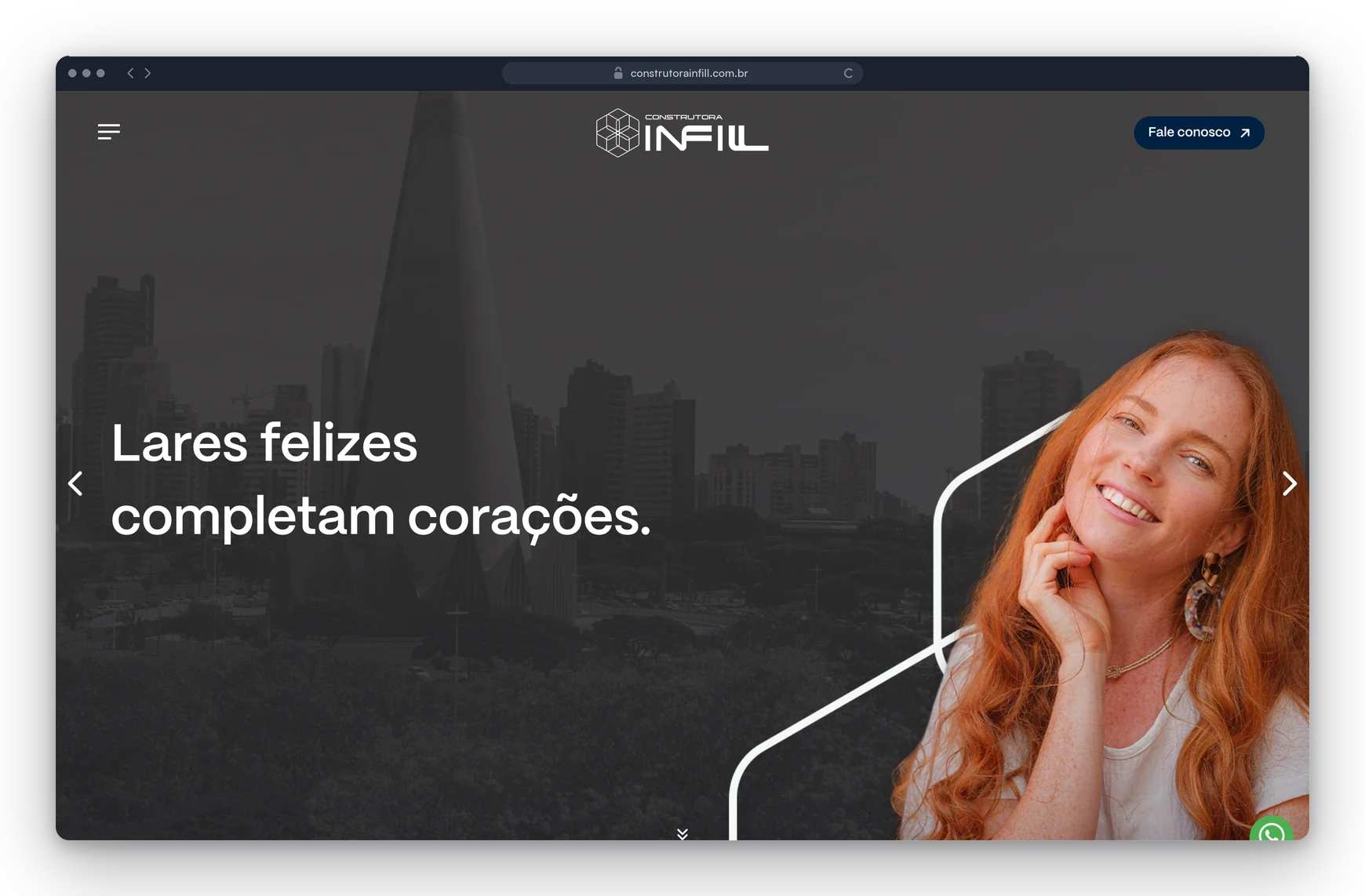Site da Construtora Infill, de Maringá, criado pela Lavuh